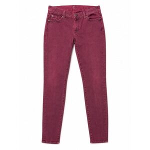 7 For All Mankind Skinny Jeans Burgundy Women's Size 28 Mid Rise Made in USA
